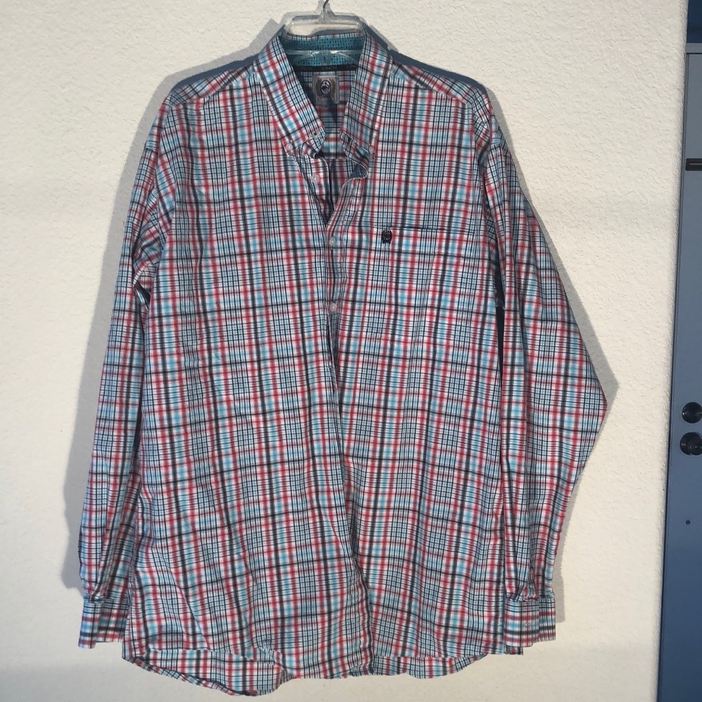 Cinch size large mens colorful plaid shirt